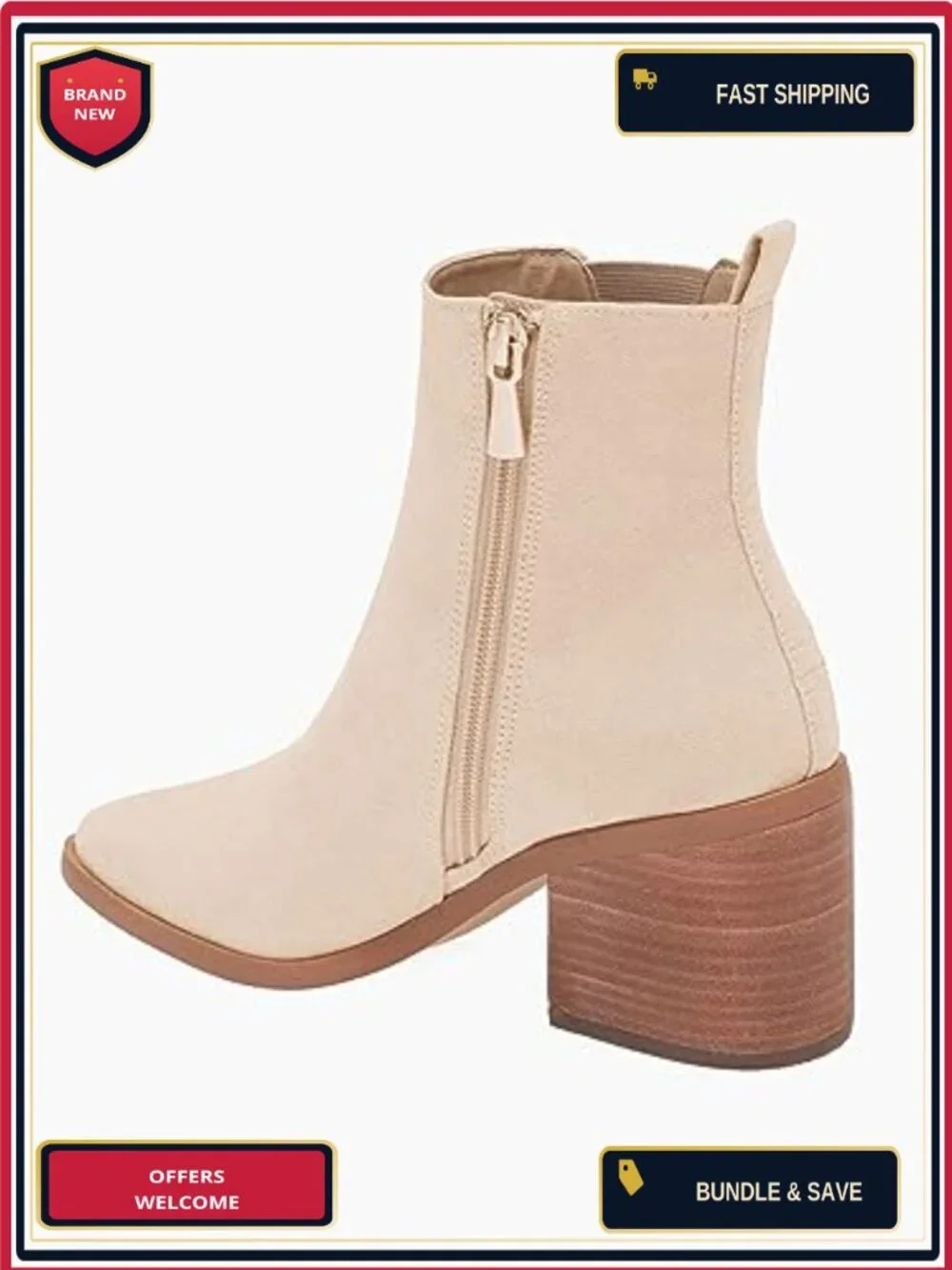 Women's Pointed Toe Ankle Boots Chunky Block Heel Side Zipper Chelsea Fall